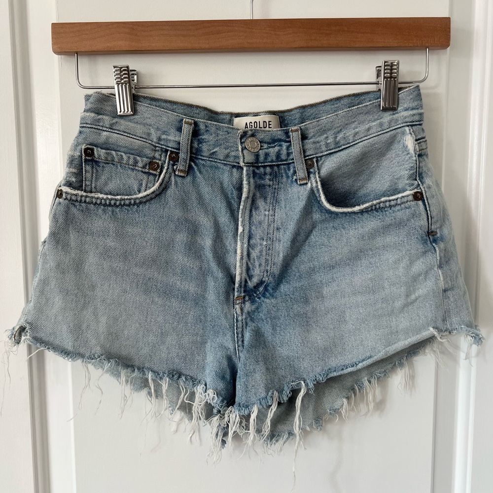 Agolde Parker Cut Off Distressed Hem Denim Shorts | Size 24